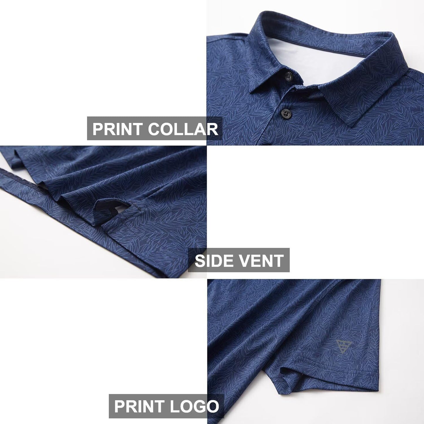 Golf Shirts for Men Dry Fit Short Sleeve Print Performance Moisture Wicking Polo Shirt