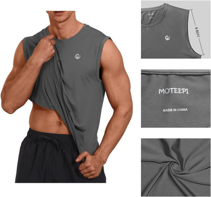 Mens Sleeveless Muscle Shirts Workout Athletic Gym Tank Tops Quick Dry