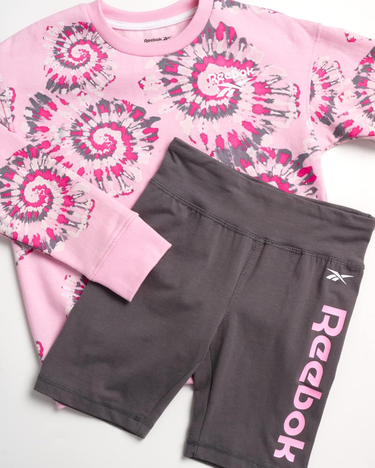 Girls' Active Shorts Set - 2 Piece Fleece Top and Bike Shorts (Size: S-XL)