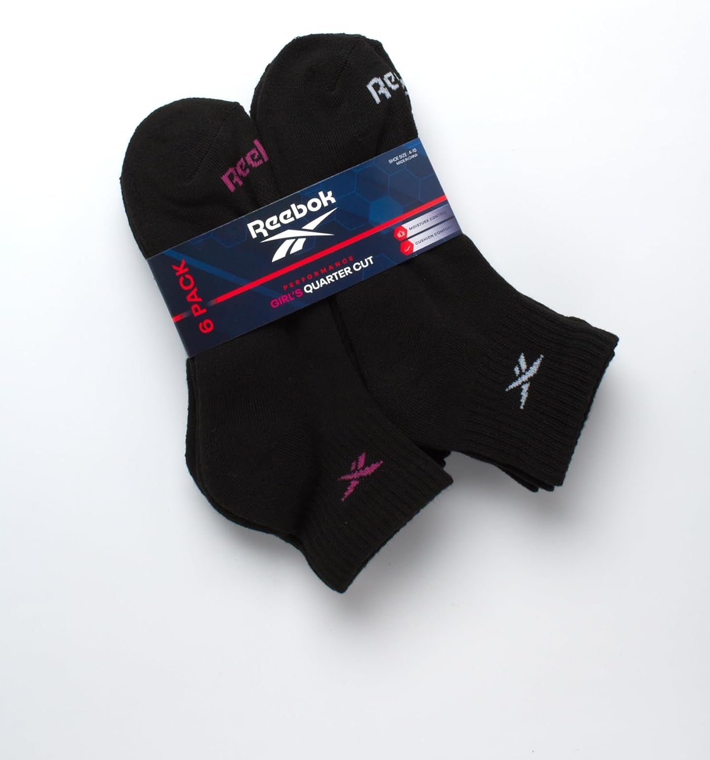 Girls' Quarter Socks - 6 Pack Moisture-Wicking Low Cut Athletic Ankle Socks for Girls (Sizes: S-L)