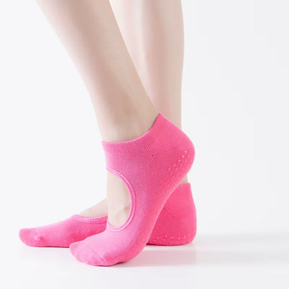 Backless Non-Slip Fitness Pilates Socks Cotton Women Sport Yoga Socks Ballet Dance Slippers Barefoot Sock Workout for Gym