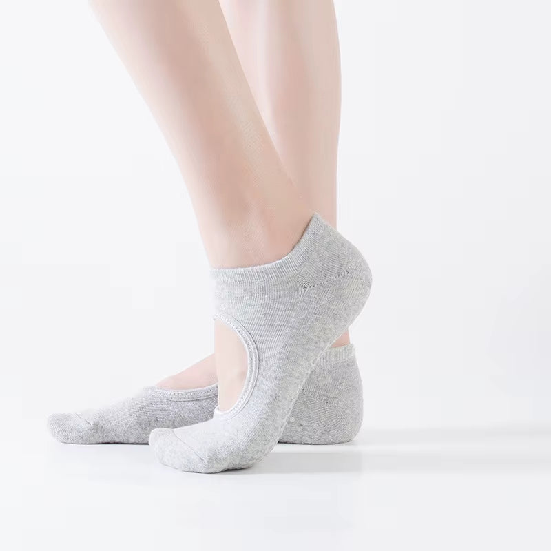 Backless Non-Slip Fitness Pilates Socks Cotton Women Sport Yoga Socks Ballet Dance Slippers Barefoot Sock Workout for Gym