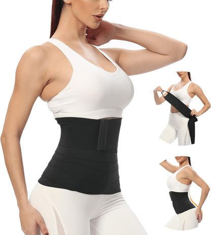 Waist Trainer for Women, Slimming Bandage Wrap, Adjustable Snatch Waist Support Trainer, Back Braces Postpartum Recovery Black