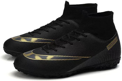 Big Boys Girls Soccer Football Lighweight Durable Turf Football Shoes Anti-Slip Soccer Outdoor Performance Firm Cleats Shoes (Black, Numeric_7_Point_5)