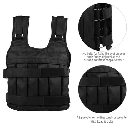 50Kg Fitness Sports Weighted Vest Adjustable Workout Exercise Training Weight Bearing Clothes Strength Physical Training